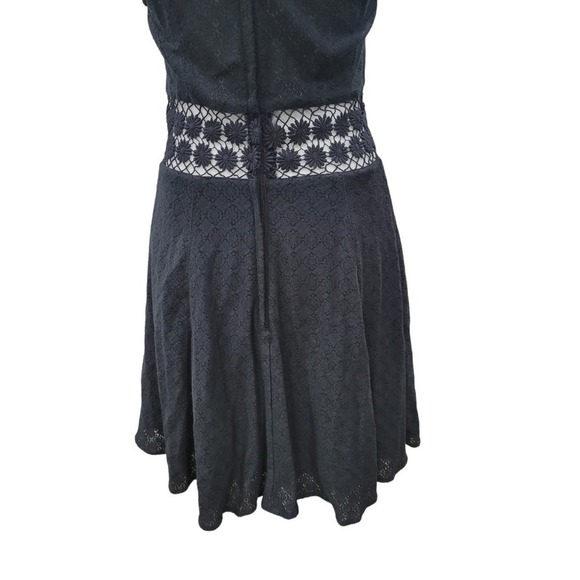 Free People Womens Daisy Lace Embroidered Cutout Mini Skater Dress Size 4 Black - Picture 10 of 15